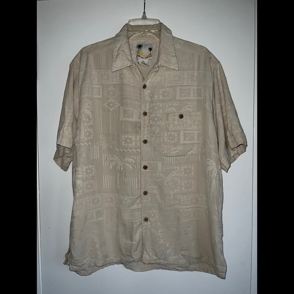 2 Tops for $10 Banana Cabana 100% Silk Hawaiian Shirt Size Large